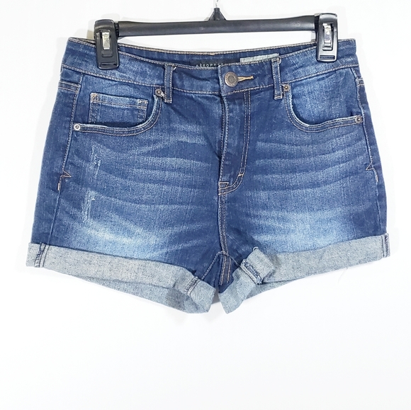 High waisted midi jean shorts Clearance